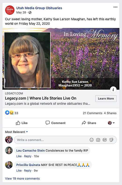 facebook obit