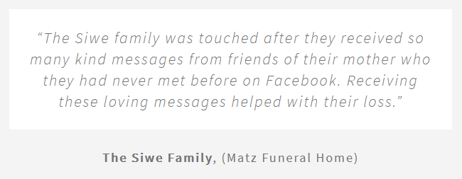 Targeted Obituary Facebook Testimonial